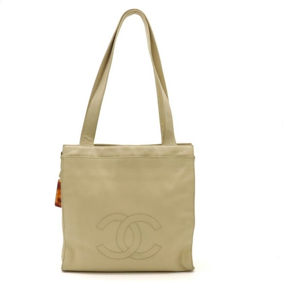 CHANEL Beige Leather Coco Mark Tote Bag - Picture 1 of 10